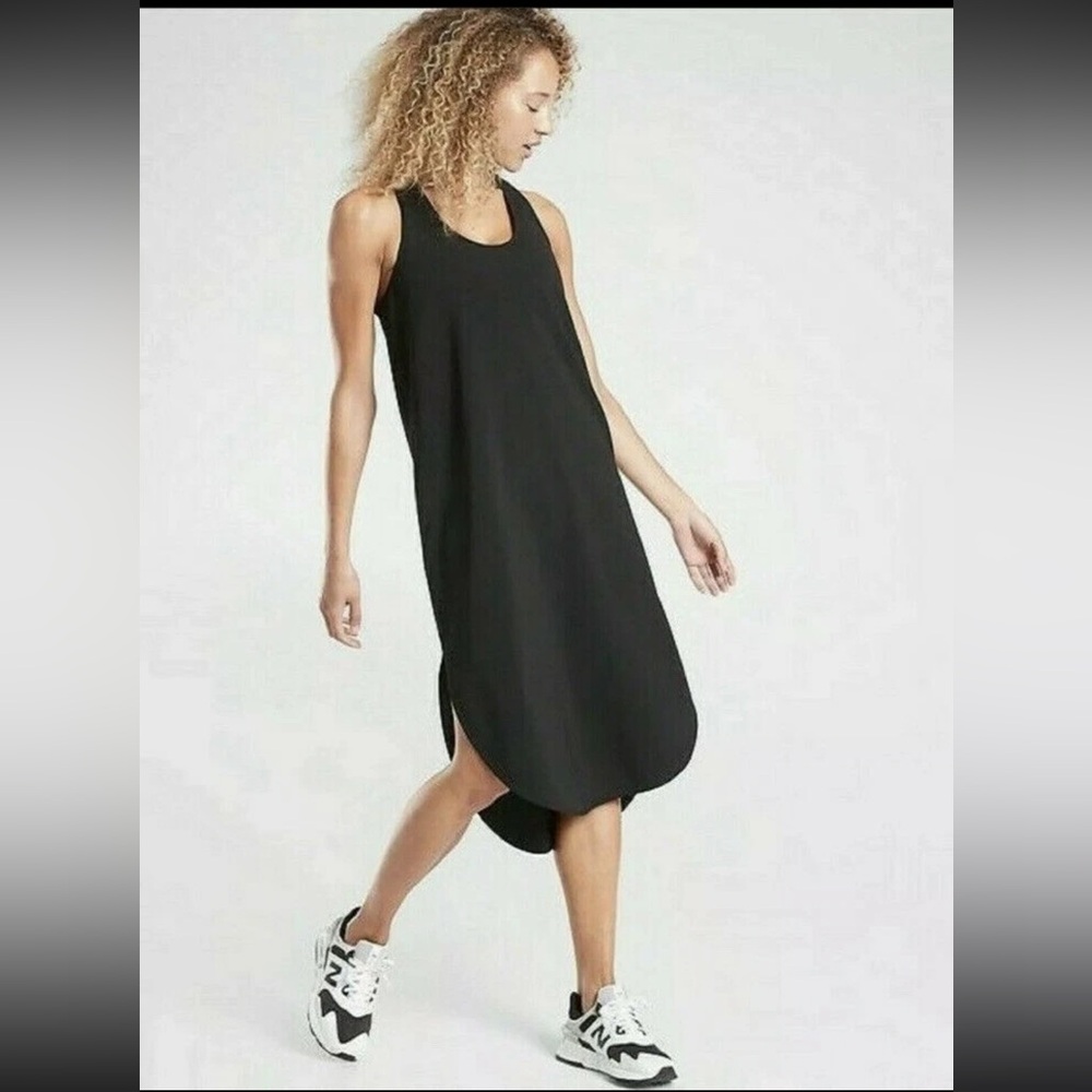Athleta Illuminate Midi Black Sleeveless Dress, Size M